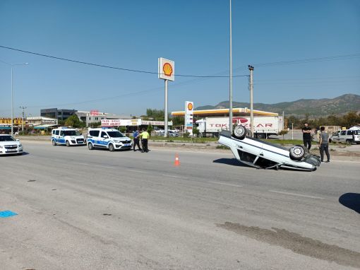  Osmancık 'ta otomobil takla attı sürücüsü yaralandı 1