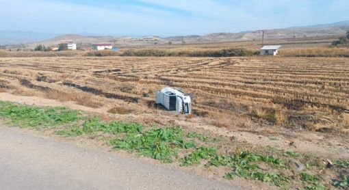  Osmancık'ta arazi aracı  çeltik tarlasına uçtu 2