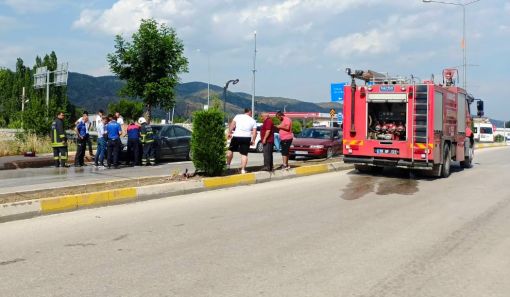  Osmancık’ta hareket halindeki otomobil  alev aldı 1